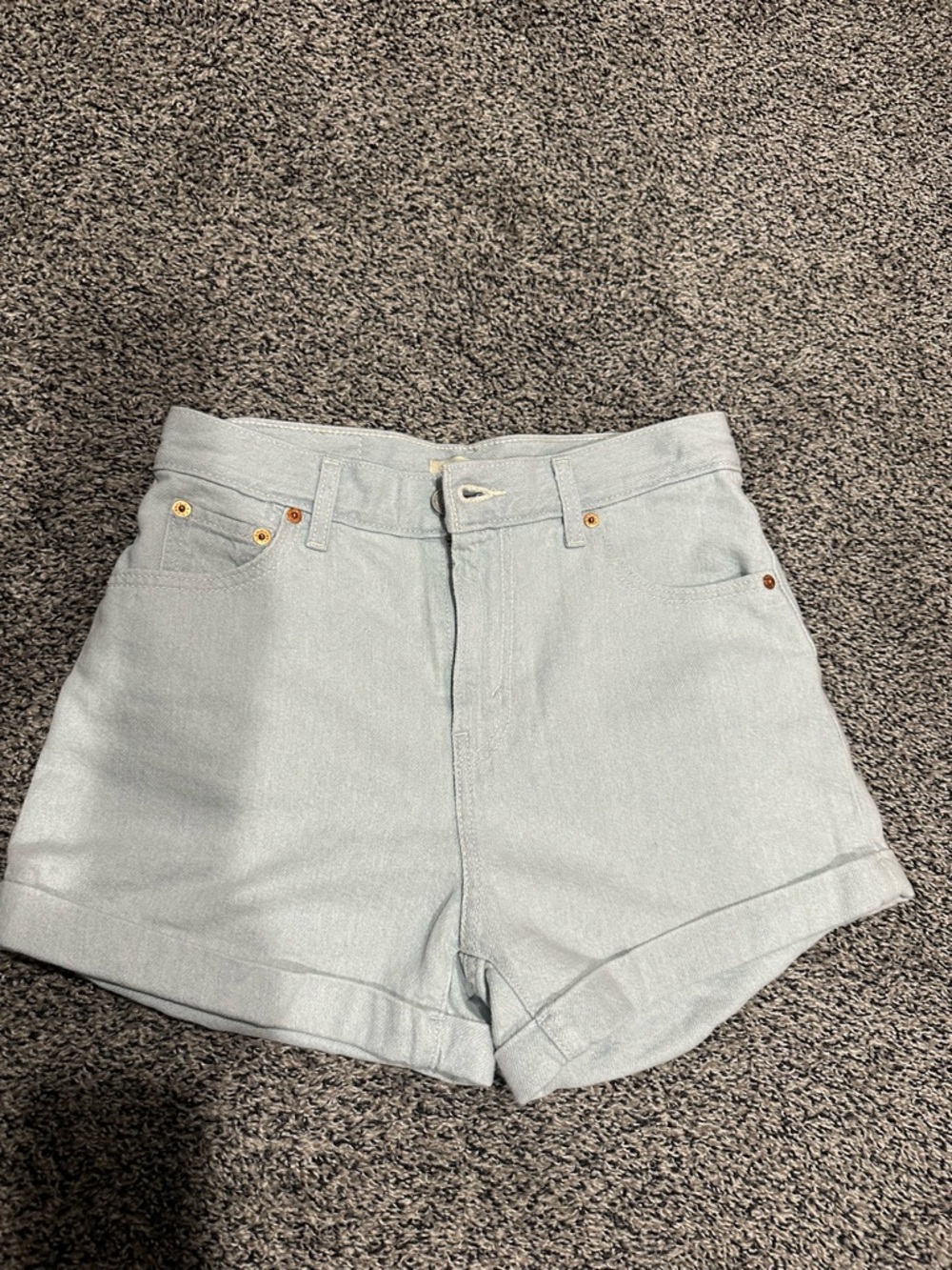 Levi's Light Wash High-Rise Cuffed Denim Shorts